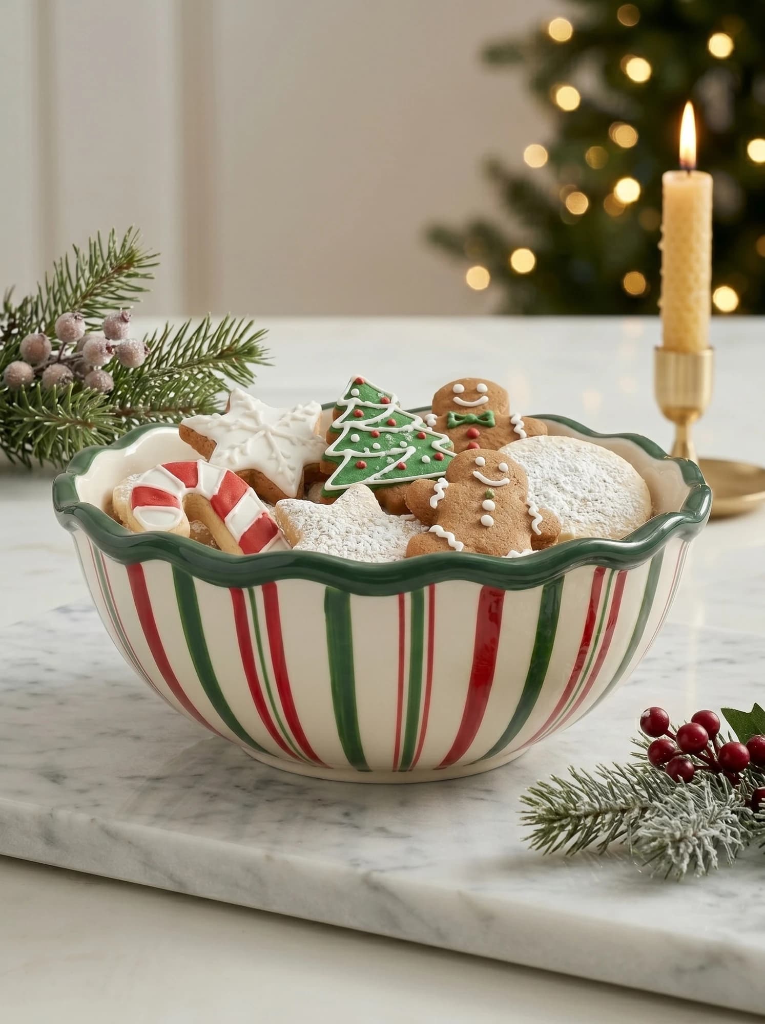 Striped Christmas Bowl